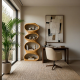 Biomorphic Wooden Bookshelf For Modern Living Room