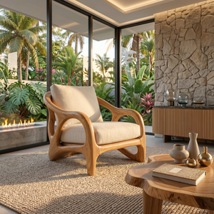 Modern Organic Wooden Armchair Grand Entryway
