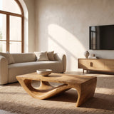 Modern Sculptural Wooden Coffee Table For Living Room
