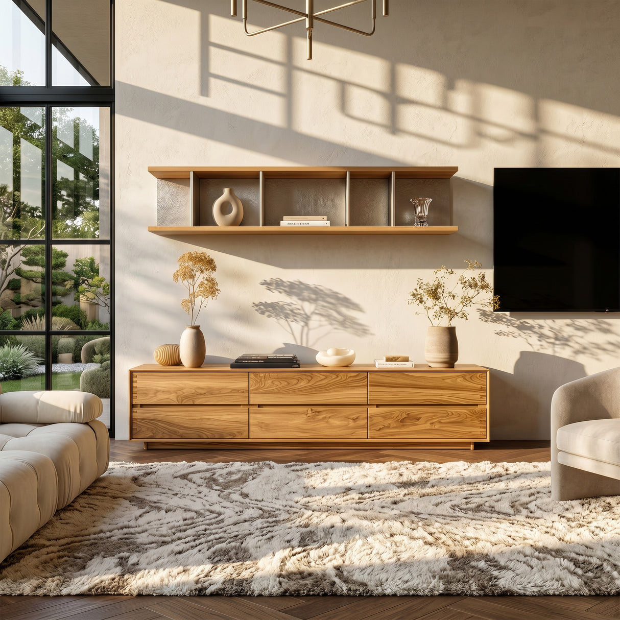 Modern Natural Wood Sideboard For Contemporary Living Room
