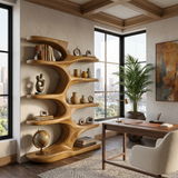 Handcrafted Sculptural Wood Bookshelf For Home Library