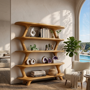 Modern Wooden Bookshelf With Storage Function For Living Room
