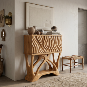 Modern Wooden Console Table With Sculptural Legs For Home Decor