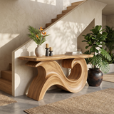 Sculptural Wood Entryway Table For Hallway Styling