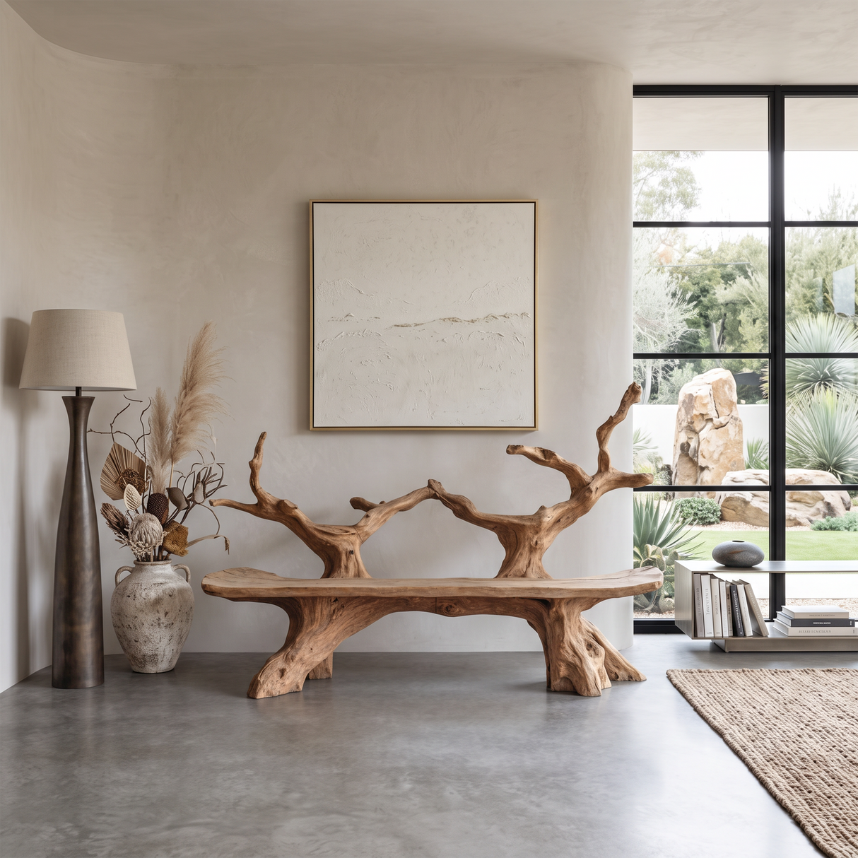 Mid Century Live Edge Bench For Elegant Patio