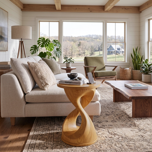 Luxury Side Table With Hourglass Shape Base For Living Room