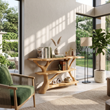Farmhouse Solid Wood Console Table For Modern Rustic Furniture Style