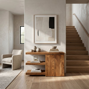 Contemporary Asymmetrical Wooden Console Table For Entryway
