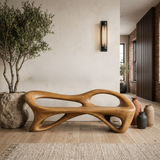 Organic Bench With Flowing Sculpture Form For Hallway