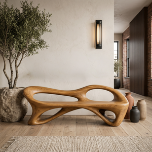 Organic Bench With Flowing Sculpture Form For Hallway