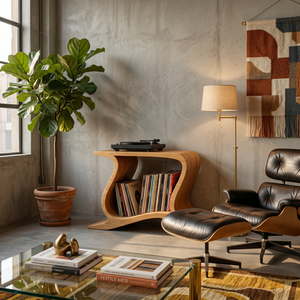 Contemporary Wooden Record Player Stand For Living Decor