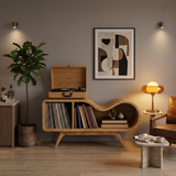Organic Wooden Record Player Stand For Music Room