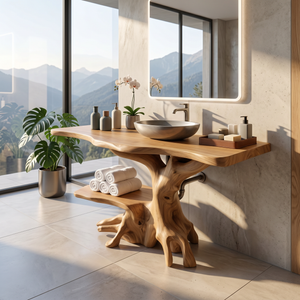 Farmhouse Live Edge Bathroom Vanity Rustic Solid Wood For Bathroom