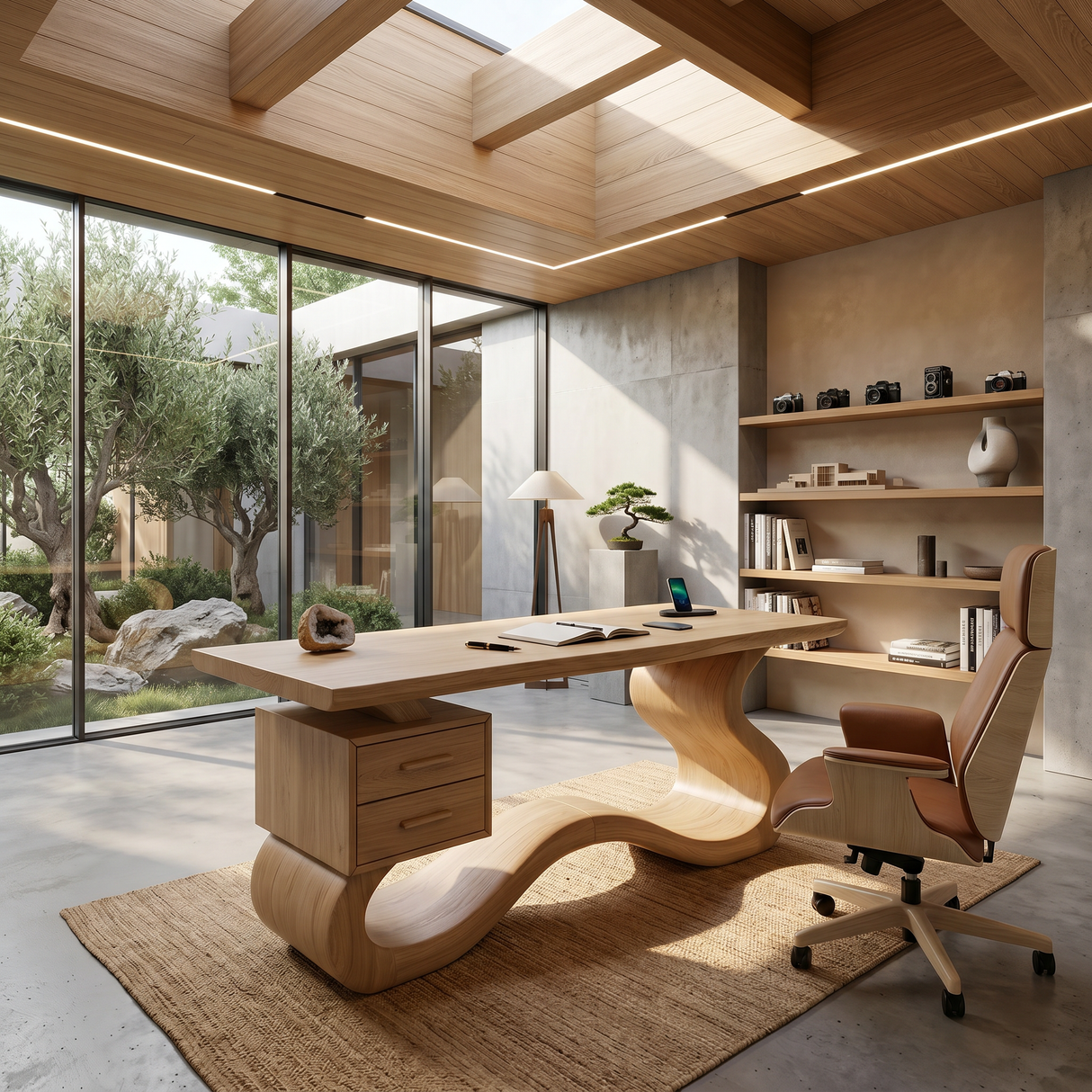 Scandinavian Organic Desk For Workspace Interior Space