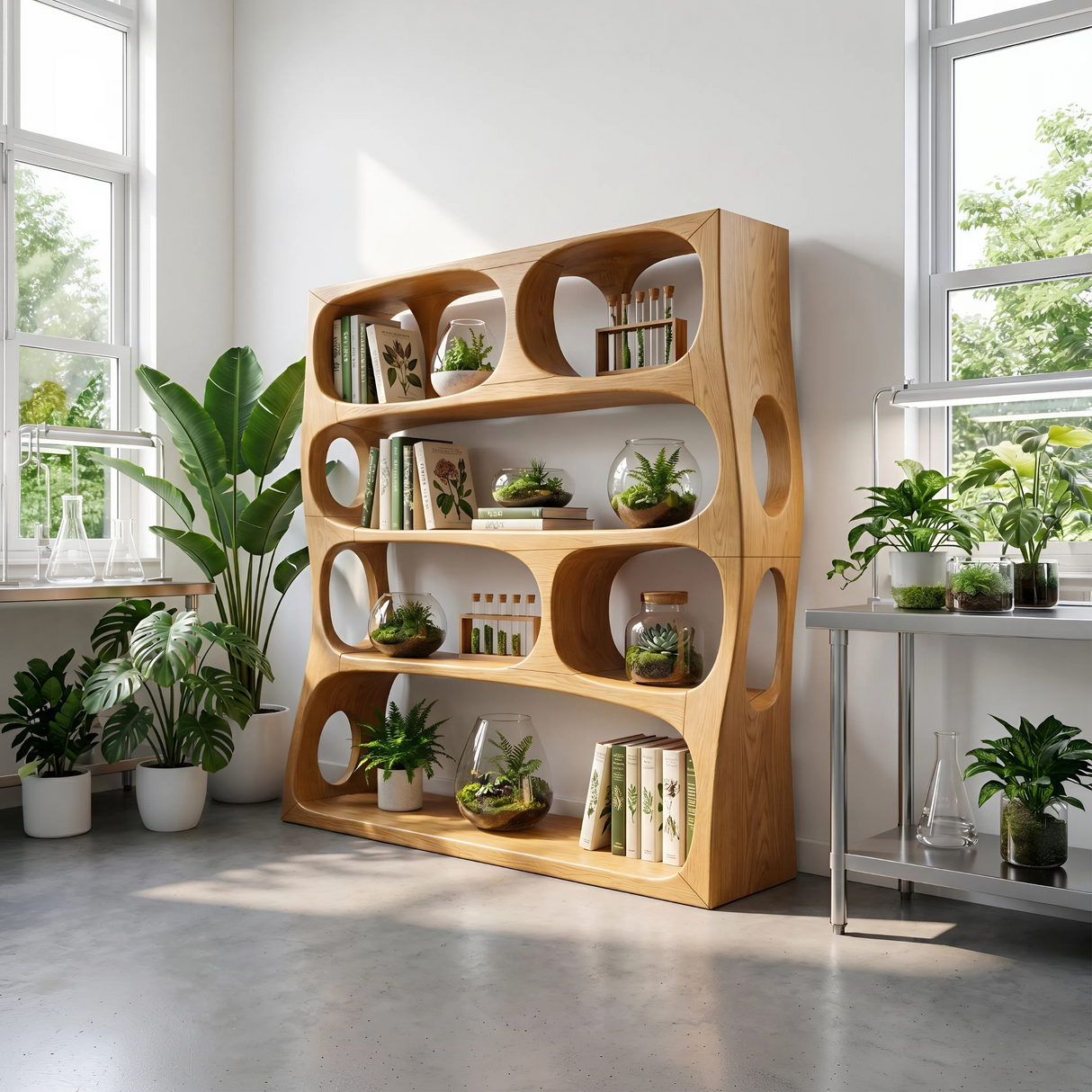 Farmhouse Sculptural Bookshelf Storage Organizer For Home Office