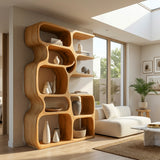 Minimalist Artistic Natural Wood Bookshelf For Living Room