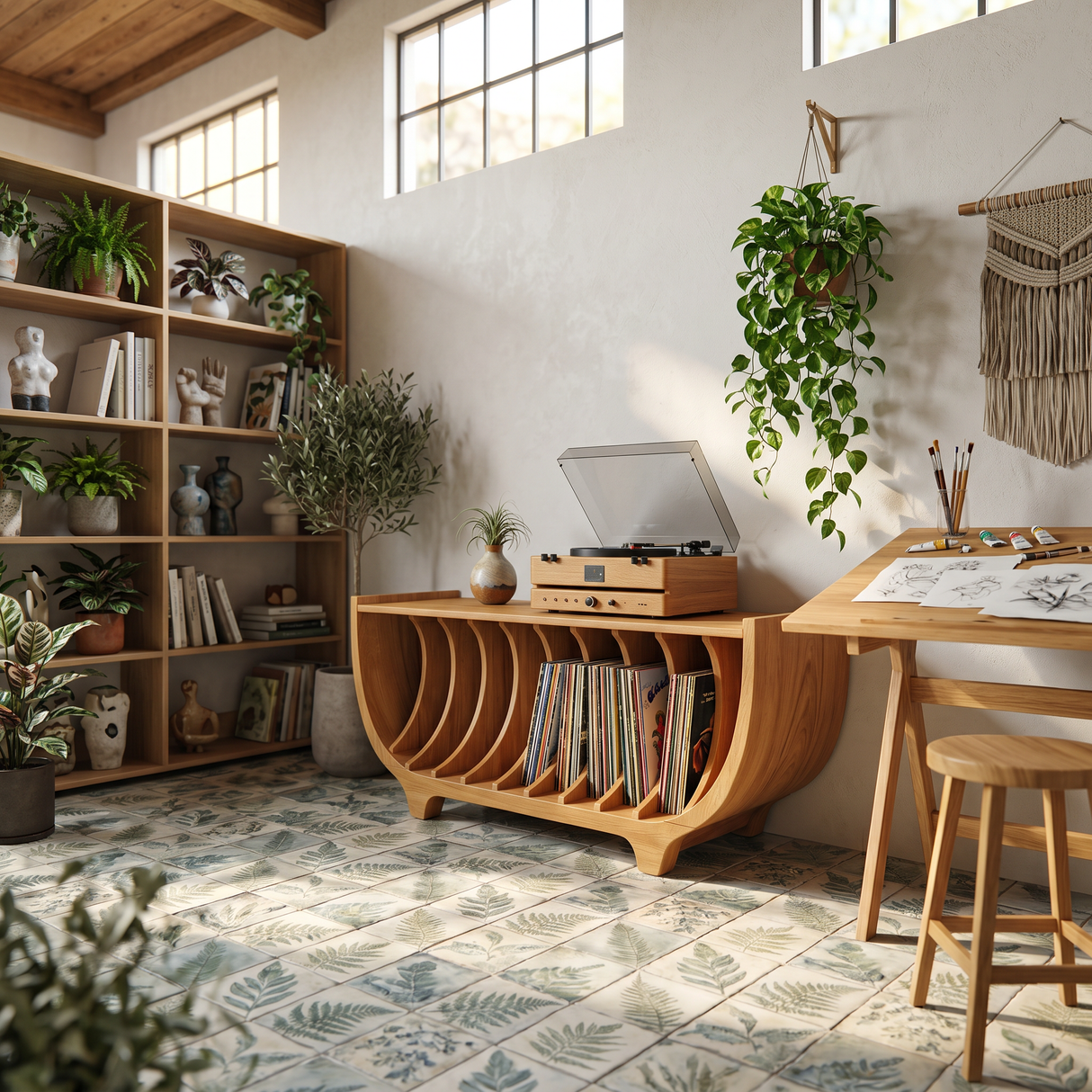 Contemporary Vinyl Storage Stand For Apartment Interior Space