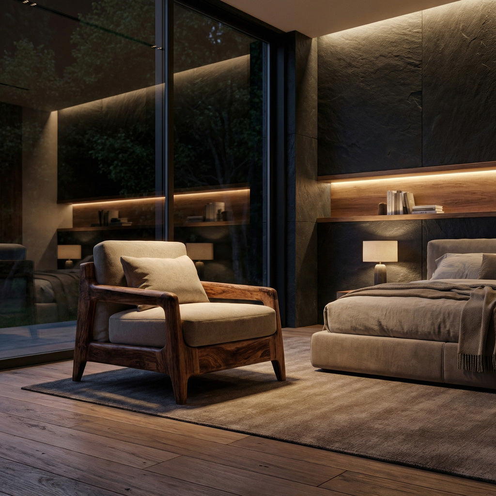 Modern Lounge Chair With Wide Seat For Living Room