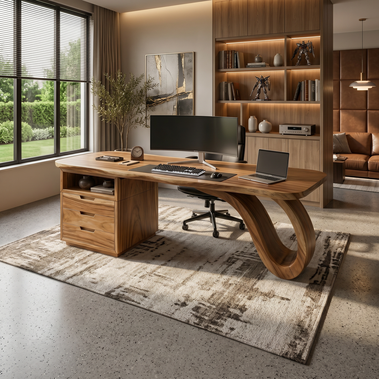 Organic Sculptural Executive Desk Luxury Workspace