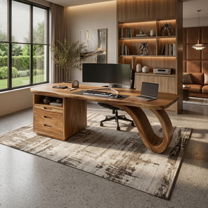 Organic Sculptural Executive Desk Luxury Workspace