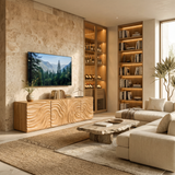 Modern TV Stand With Wave Carved Doors For Living Room