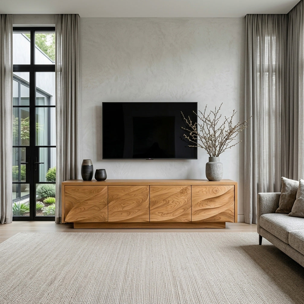 Modern Organic Wood TV Cabinet For Living Room