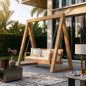 Freestanding Wooden Garden Swing Luxury Outdoor Living