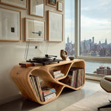 Organic Record Player Cabinet With Curved Shelving For Living Room
