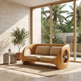 Elegant Sculptural Wooden Sofa For Quiet Luxury Interior