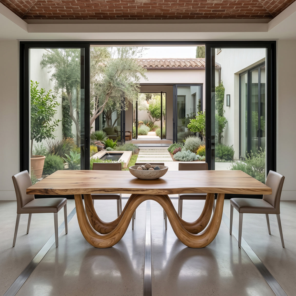 Organic Dining Table With Two Wavy Legs For Dining Room