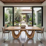 Organic Dining Table With Two Wavy Legs For Dining Room