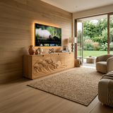 Contemporary TV Stand With Crashing Ocean Waves For Living Room