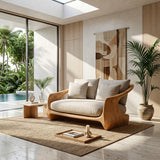 Contemporary Natural Wood Sofa For Modern Minimalist Home