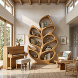 Contemporary Sculptural Bookcase For Stylish Entryway Interior