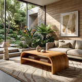 Modern Coffee Table With Flowing Rounded Edge For Living Room