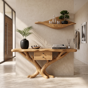 Organic Modern Tree Base Console Table Luxury Entryway