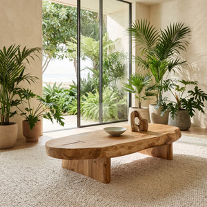 Rustic Coffee Table With Live Edge For Living Room