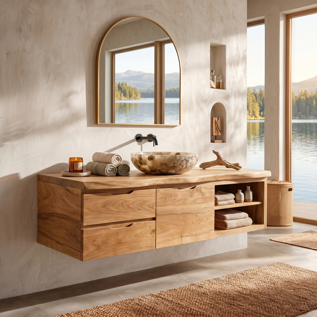Japandi Wall Mounted Vanity Urban Loft Bathroom