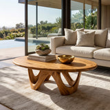Modern Sculptural Coffee Table With Curved Base For Living Room