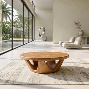Contemporary Round Coffee Table With Open Base For Living Room