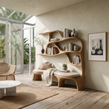 Minimalist Window Seat Bookcase For Modern Bedroom