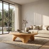 Organic Coffee Table With Carved Base For Living Room