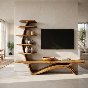 Contemporary TV Stand With Sculptural Storage For Living Room
