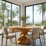 Contemporary Round Dining Table With Twisted Base For Dining Room
