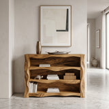 Rustic Console Table With Three Open Shelves For Home