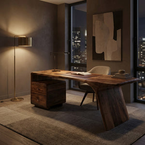 Modern Wooden Desk With Drawers For Workspace