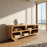 Contemporary Waterfall Wooden Bookshelf For Living Room
