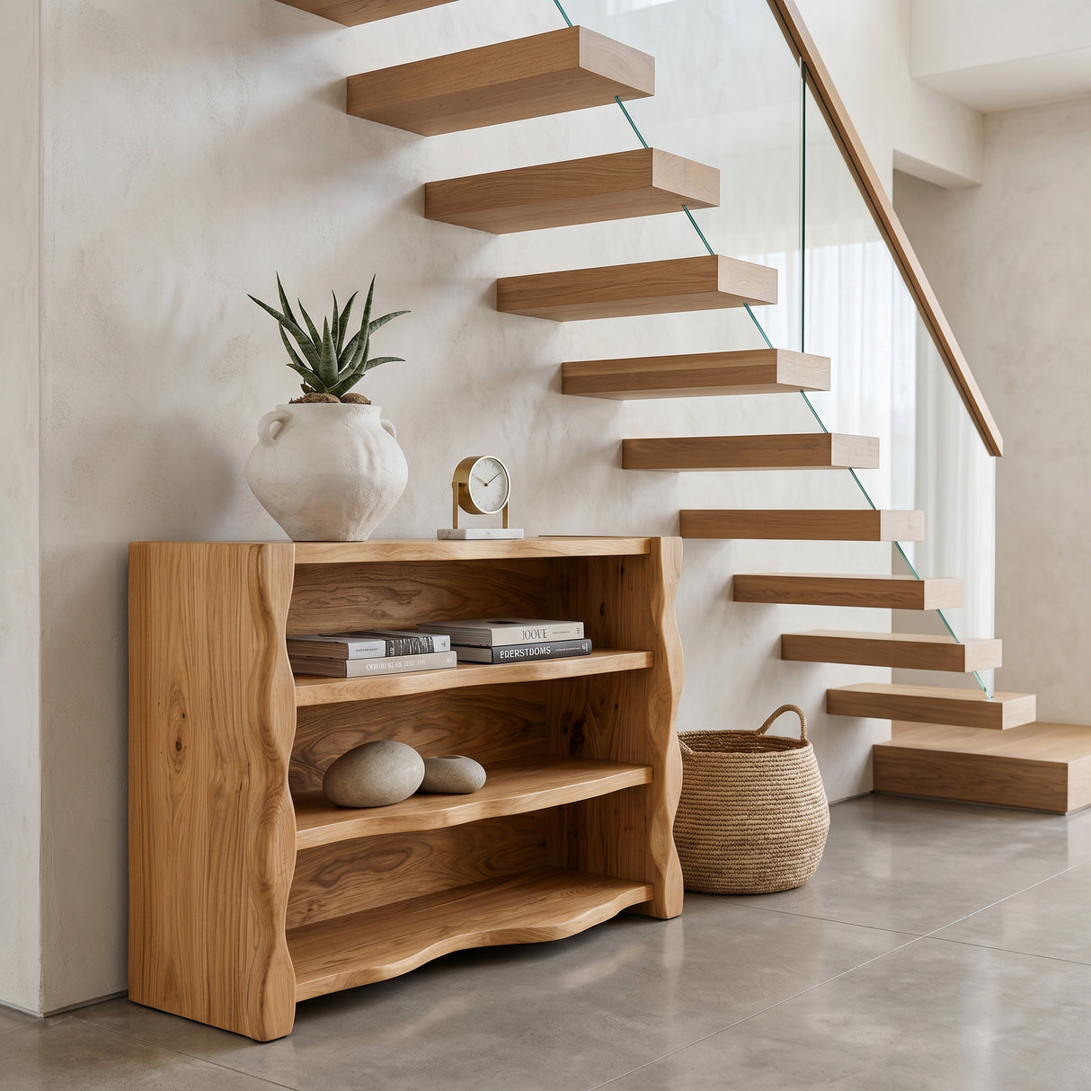 Organic Wavy Console Table With Three Tiers For Interior