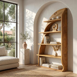 Organic Natural Wood Bookshelf For Living Room Display