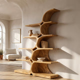Japandi Carved Sculptural Bookshelf For Living Room
